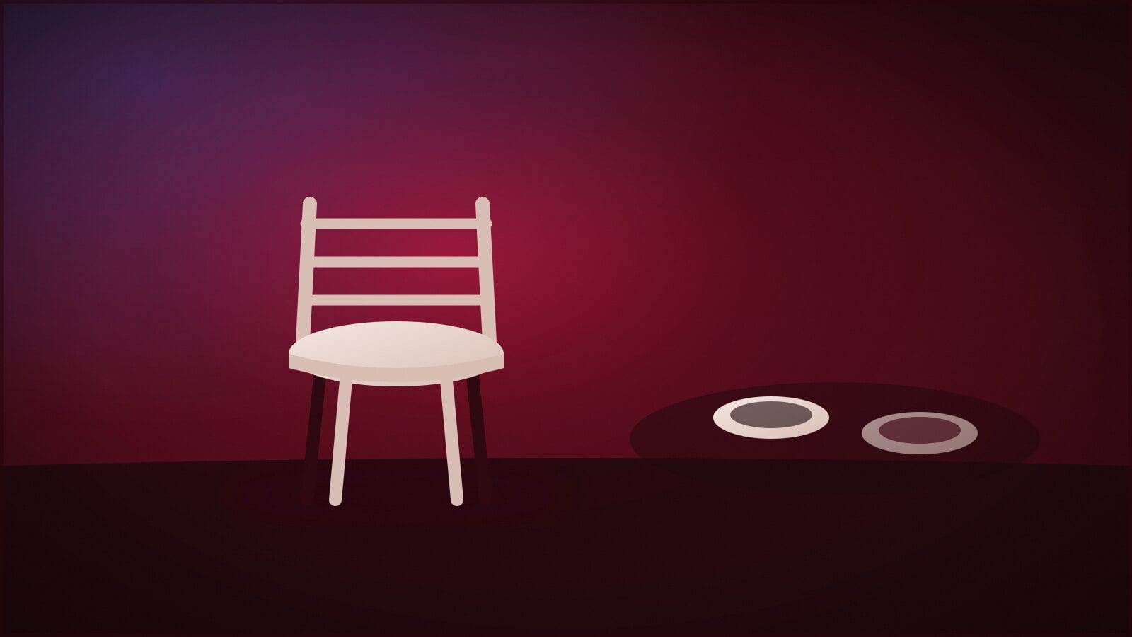 Ein leerer Stuhl an einem Cafétisch mit zwei Tassen, eine davon unberührt.